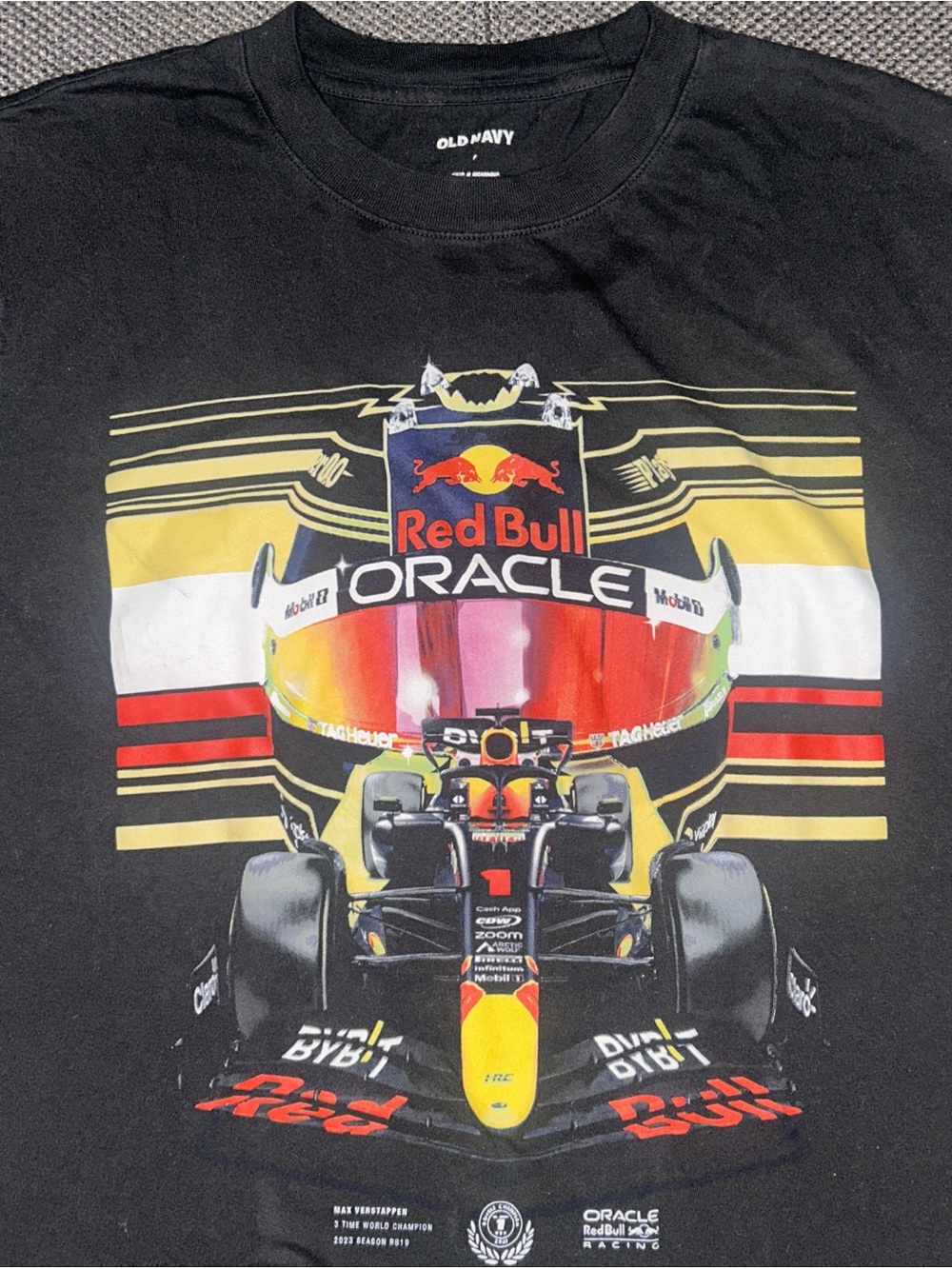 Red Bull Oracle Racing Team Graphic Tee - Black with Yellow & Red